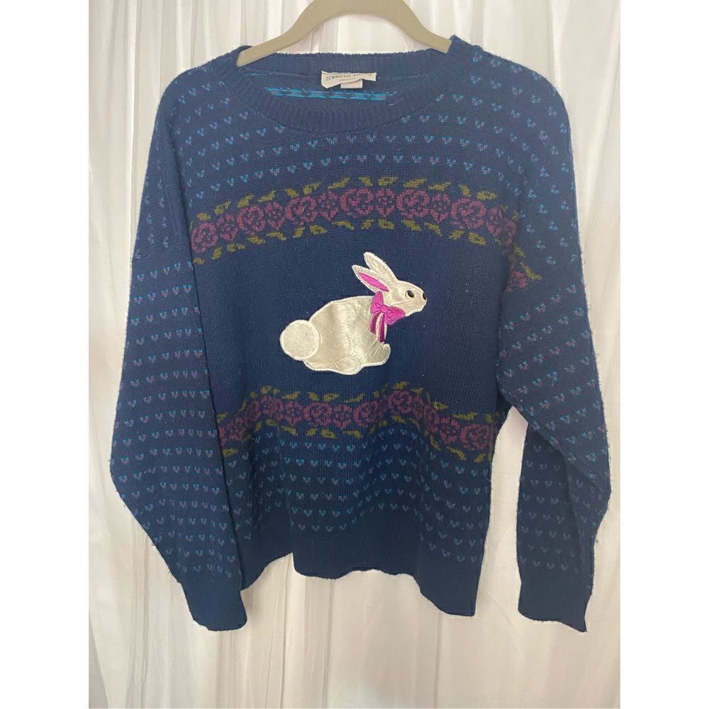 Vintage Jennifer Adams blue rabbit sweater